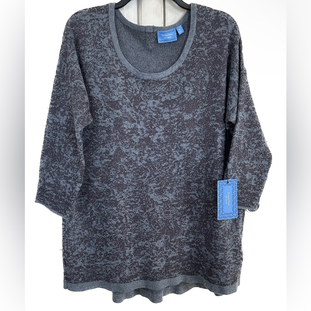 Simply Vera Vera Wang Holiday Sparkly Sweater XL, gray with purple. New.
